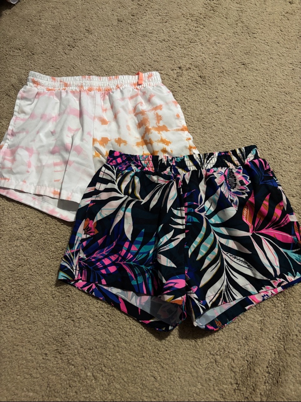 Two-Piece Casual Shorts Set - Tropical Print + Tie-Dye